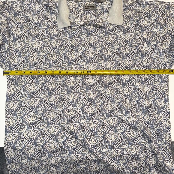 Raw‎ Rags Vintage Men's Short Sleeve Polo Blue Geometric Pattern Size XL - Picture 7 of 9